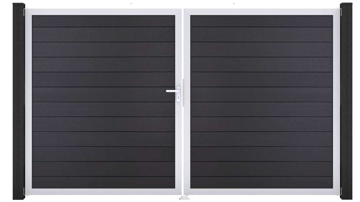 planeo Gardence BPC door - DIN left 2-leaf anthracite grey with silver aluminium frame