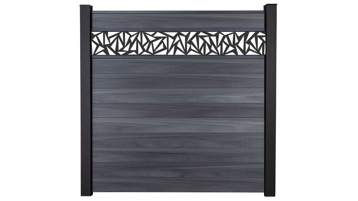 planeo Gardence Strong - BPC plug-in fence Triangle stone grey co-ex 180 x 180 cm