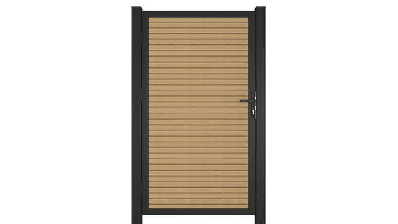 planeo LINEA - WPC CoEx Rhombus universal door sand with anthracite aluminium frame 100 x 180 cm