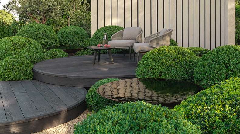 planeo Authoria PureBoard solid decking - Dark Natural 3.6m textured