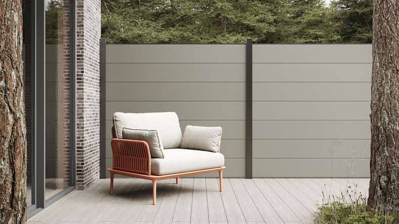 planeo Solid Grande - plug-in fence grey