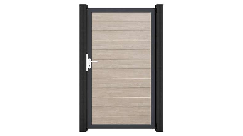 planeo Gardence Simply Small - PVC universal door Sheffield Oak with aluminium frame in anthracite | DB703 100 x 180 cm