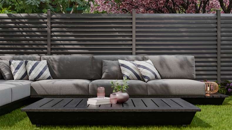 planeo Gardence Metallic Rhombus - Aluminium Garden Fence Square Anthracite | DB703