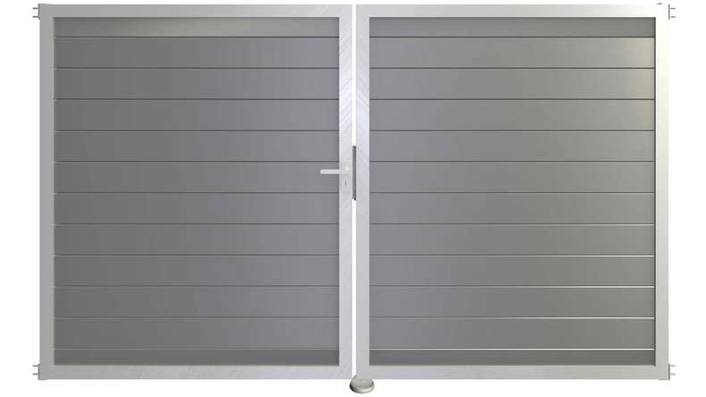 planeo Gardence aluminium door - DIN left 2-leaf silver grey with silver aluminium frame