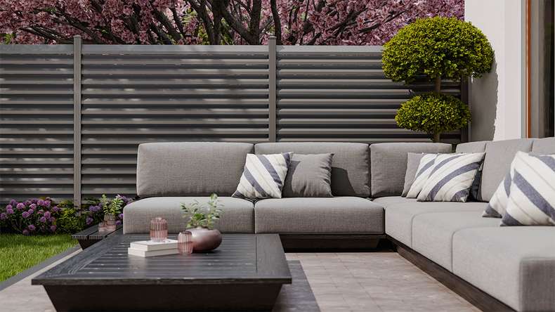planeo Gardence Metallic Rhombus - Aluminium Garden Fence Square Anthracite | DB703