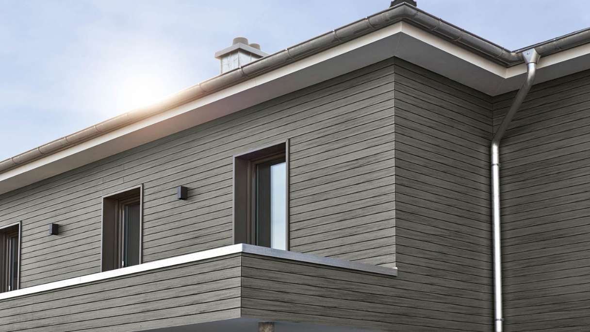 planeo Fassado - WPC rhombus strip facade cladding graphite grey