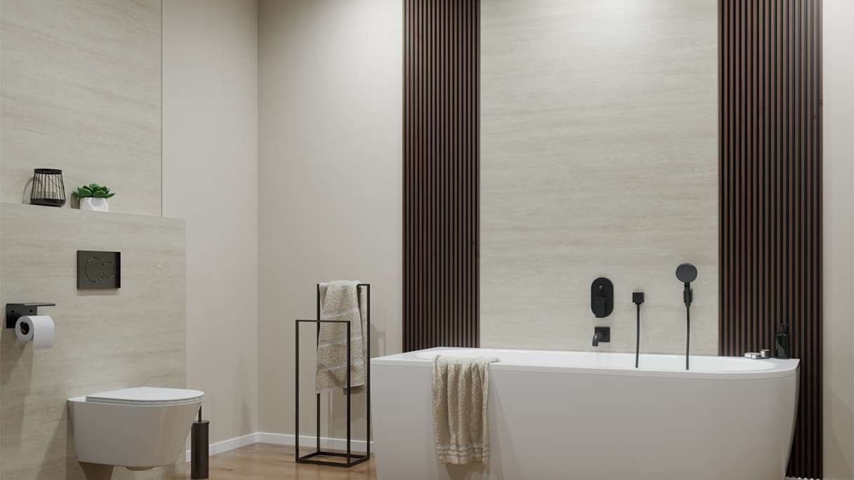 planeo wall cladding SPC - CeraRock Tile Stripes Light Travertine 120 x 60 cm