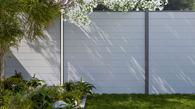 planeo Gardence Simply Small - PVC plug-in fence silver-grey 180 x 180 cm