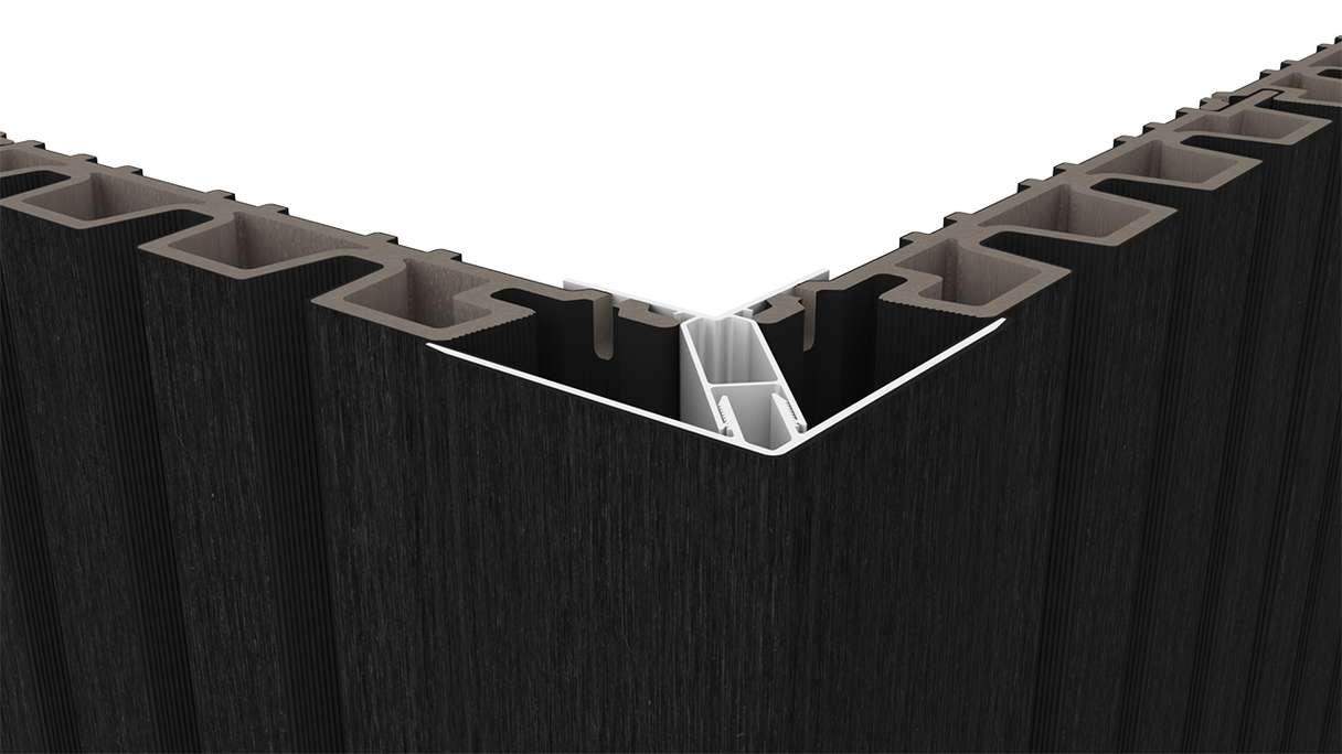 planeo LINEA – Aluminium CoEx external corner profile, black, 3000 x 66 x 66 mm