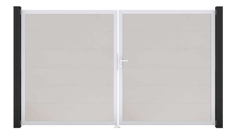 planeo Gardence PVC door - DIN right 2-leaf white with silver aluminium frame