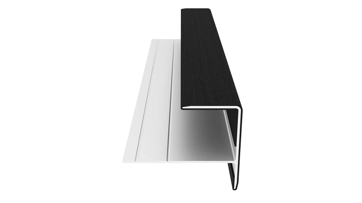 planeo LINEA – Aluminium CoEx end profile, black, 3000 x 74 x 61 mm