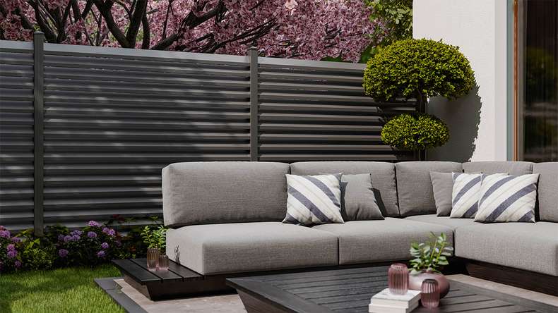 planeo Gardence Metallic Rhombus - Aluminium Garden Fence Square Anthracite | DB703