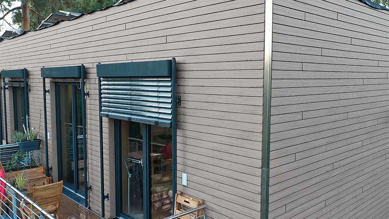 planeo Fassado - WPC rhombus strip facade cladding stone grey