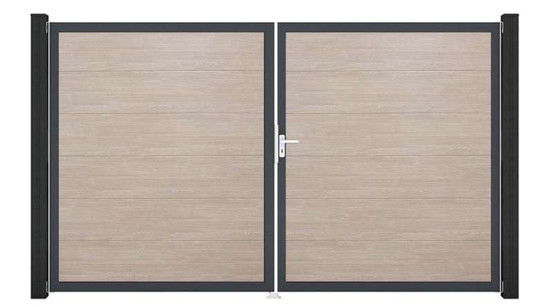 planeo Gardence PVC door - DIN right 2-leaf Sheffield Oak with anthracite aluminium frame
