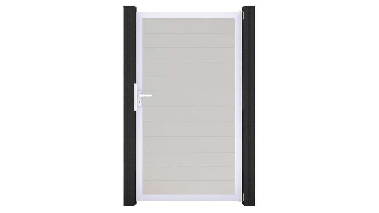 planeo Gardence Simply Small – White universal PVC gate with aluminium frame, 100 x 180 cm