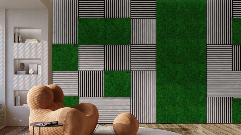 planeo acoustic panel - MixWall Living Moss Nature Green 52 x 52 cm | natural moss (PLMW-00111)