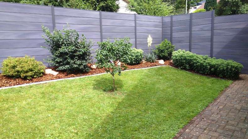 planeo Solid Grande - garden fence premium stone grey co-ex