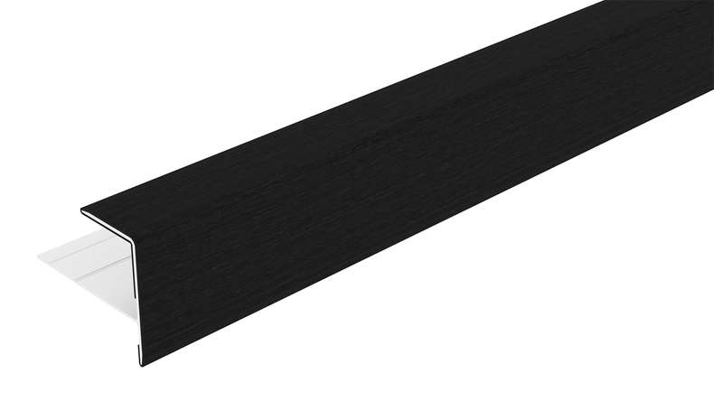 planeo LINEA – Aluminium CoEx end profile, black, 3000 x 74 x 61 mm