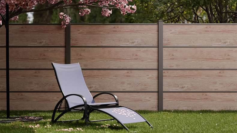 planeo Gardence Resistant - HPL plug-in fence wood look 180 x 183 cm