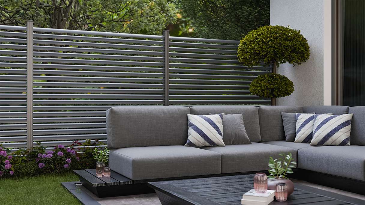 planeo Gardence Metallic Ellipse - Aluminium Garden Fence Square Anthracite | DB703