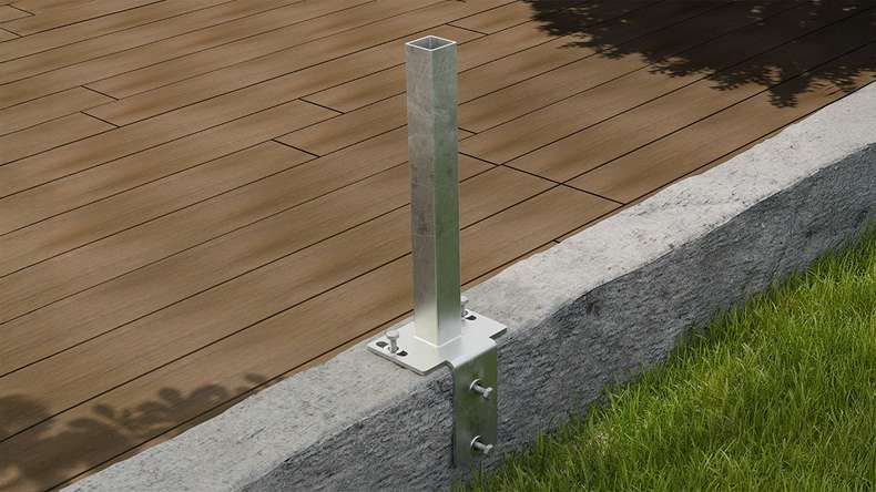 planeo Gardence Strong - GJ 45 L-stone bracket 16 x 12 x 40 cm for dowelling with integrated mounting adapter
