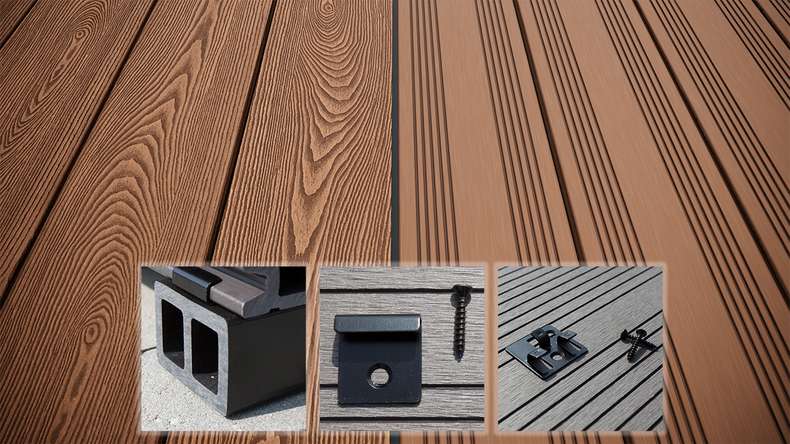 planeo SolidWood WPC decking complete set solid planks 4.2m (35.81m²) - light brown french/textured