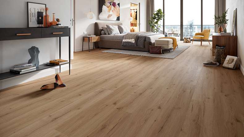 planeo Rigid Click Vinyl - HOMEtec Pro 50 IXPE Harmony Brown Oak | Impact sound insulation integrated (RP-E50-3)