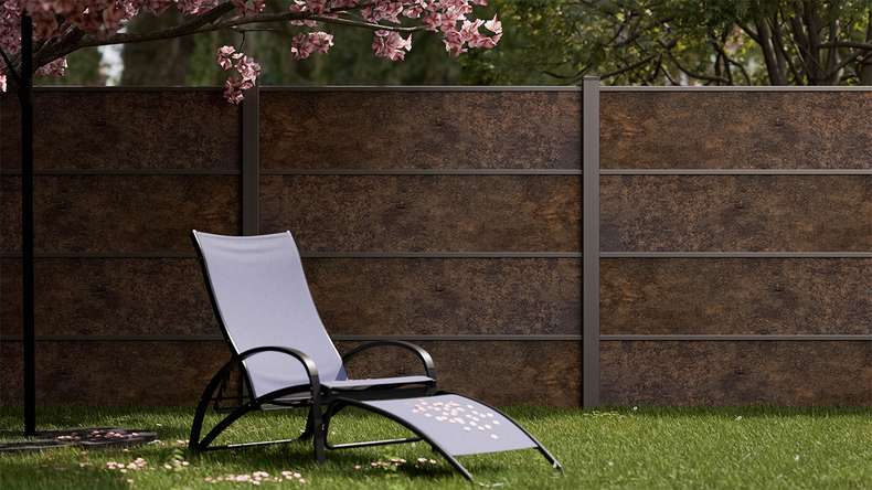 planeo Gardence Resistant - HPL plug-in fence rust-look 180 x 183 cm