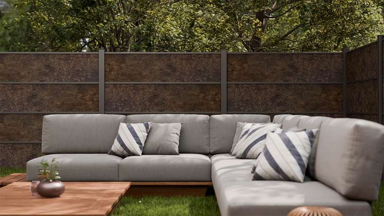 planeo Gardence Resistant - HPL plug-in fence rust-look 180 x 183 cm