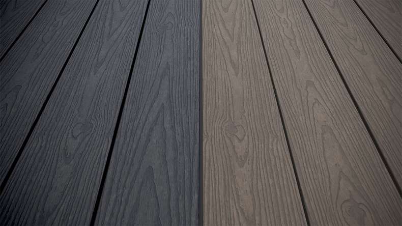 planeo CoEXWood WPC solid coated decking board - Anthracite grey/Grey-brown 3m structured