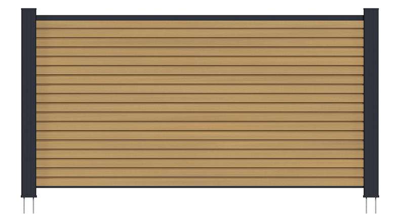 planeo LINEA – WPC CoEx Rhombus Front Garden Plug-in Fence, Sand, 180 x 90 cm