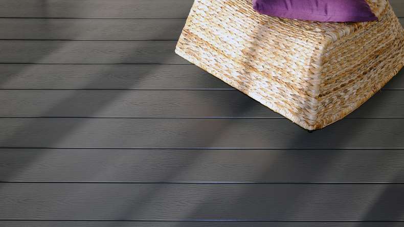 planeo WPC - decking board solid grey-brown 5.10m - ribbed