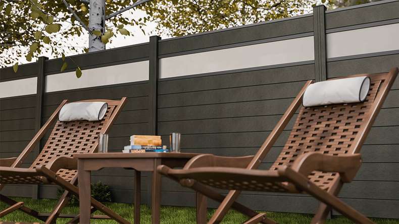 planeo Gardence Strong - BPC plug-in fence glass satin anthracite grey 180 x 180 cm