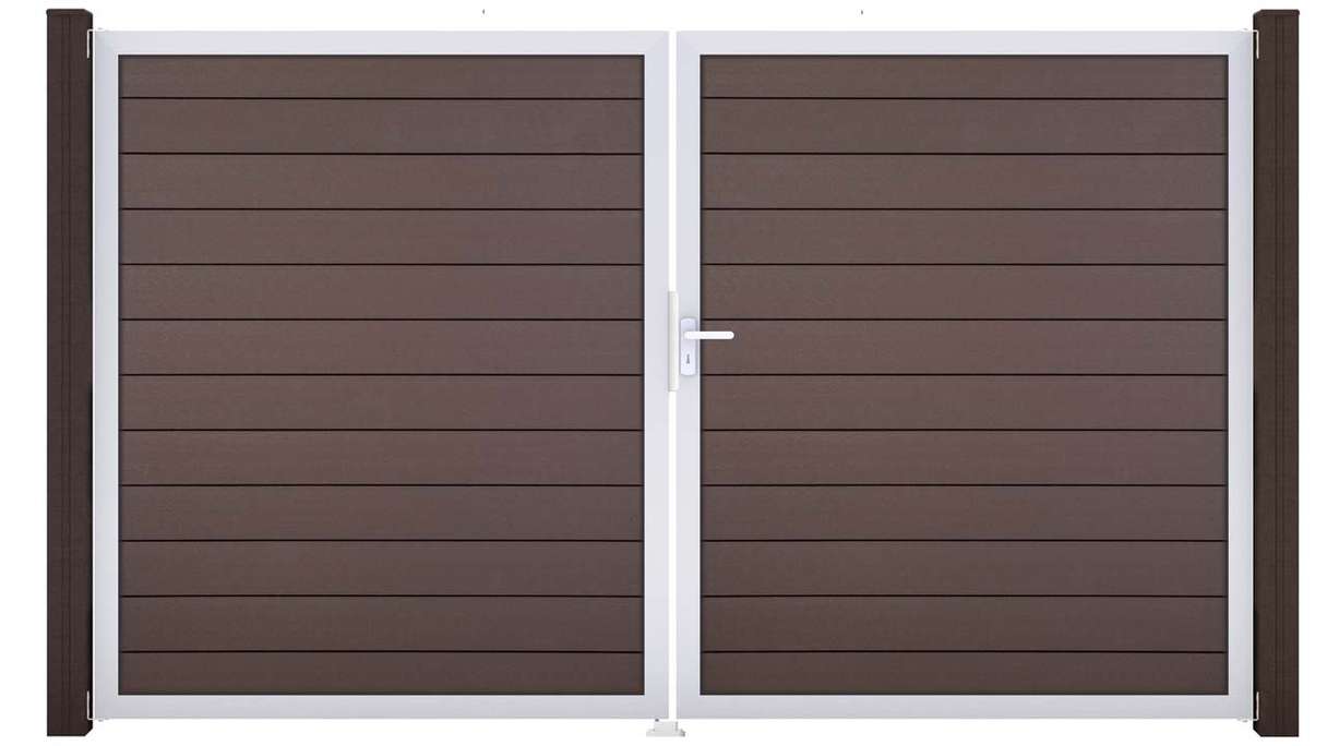planeo Gardence Strong – BPC gate – 2-leaf ‘Terra’ with aluminium frame