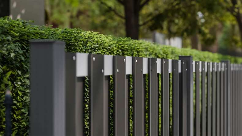 planeo Gardence Premade - BPC garden fence front garden fence anthracite with EV1 silver crossbar 180 x 90cm