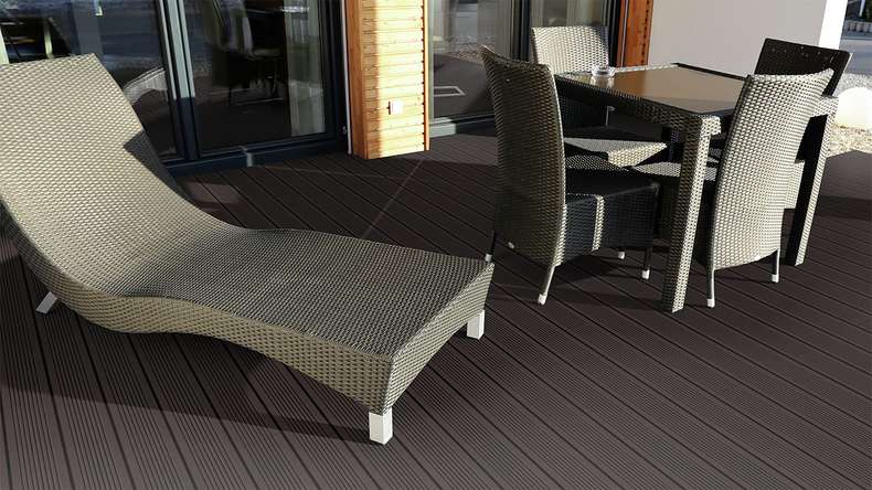 planeo wooden decking solid plank bamboo dark smooth/rough grooved - 1850 x 137 x 20 mm