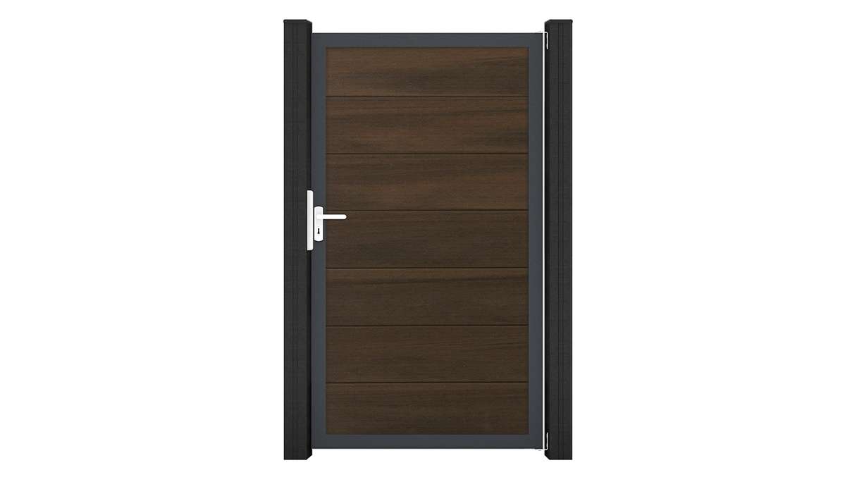 planeo Solid Grande - standard door walnut co-ex with anthracite aluminium frame