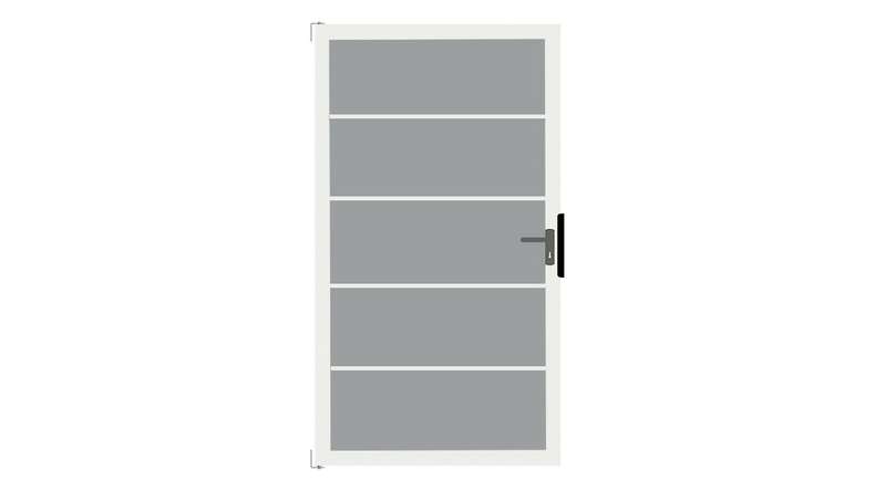 planeo Ambiente - glass privacy gate DIN right block stripes with aluminium frame 100 x 180 cm