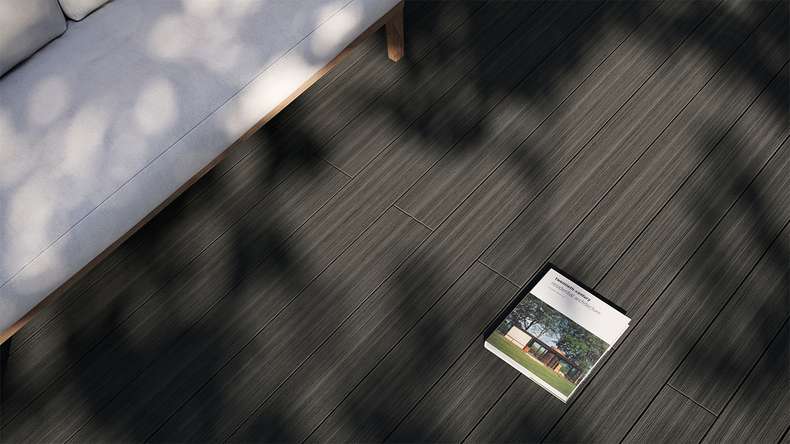 planeo AntikWood WPC decking board solid - Anthracite grey 3.6m antique aged