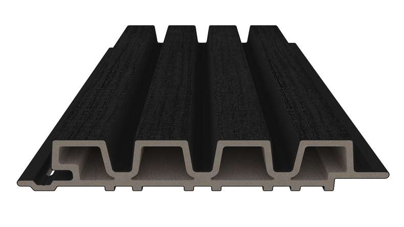 planeo LINEA Slim – WPC CoEx cladding, black, 2900 x 215 mm