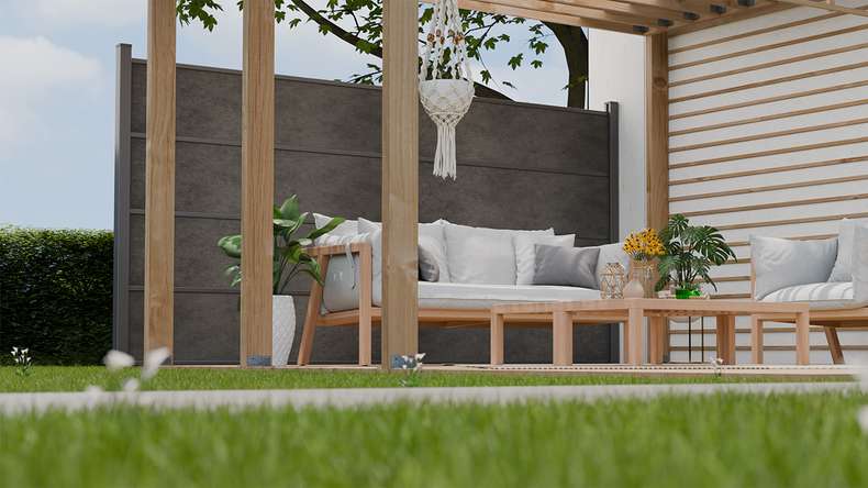 planeo Gardence Resistant - HPL plug-in fence anthracite grey 180 x 183 cm