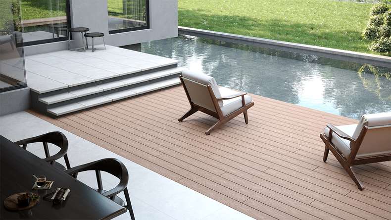 planeo TitanWood - solid plank 4m brown-grey antique aged/brushed