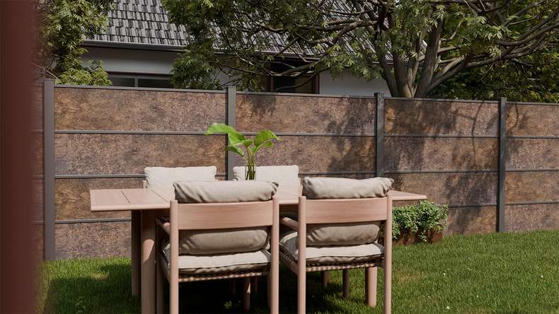 planeo Gardence Resistant - HPL plug-in fence rust-look 180 x 183 cm