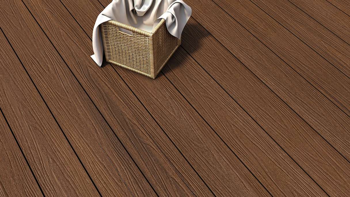planeo MAXLine Nature - WPC CoEx coated XL decking board hollow chamber - Ipe Brown 3m textured/smooth brushed