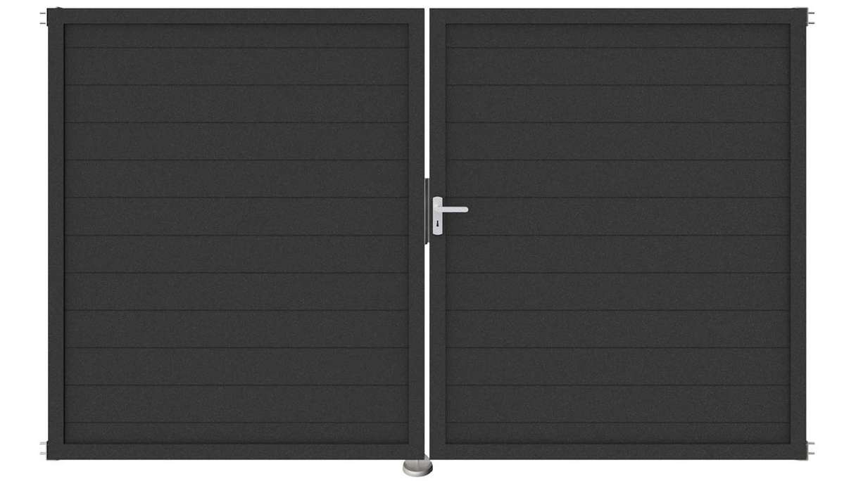 planeo Gardence aluminium door - DIN right 2-leaf anthracite with anthracite aluminium frame
