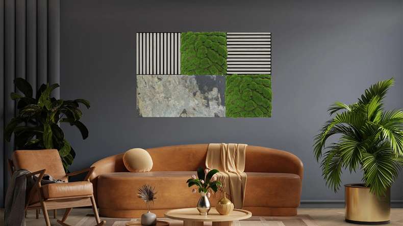 planeo acoustic panel - MixWall Mineral Mood Antique Slate 52 x 104 cm | real stone (PLMW-30411C)