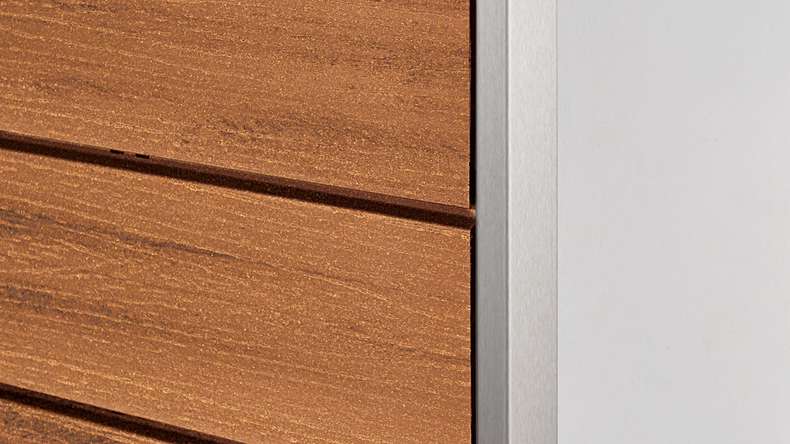 planeo Fassado - WPC rhombus strip façade cladding amber brown