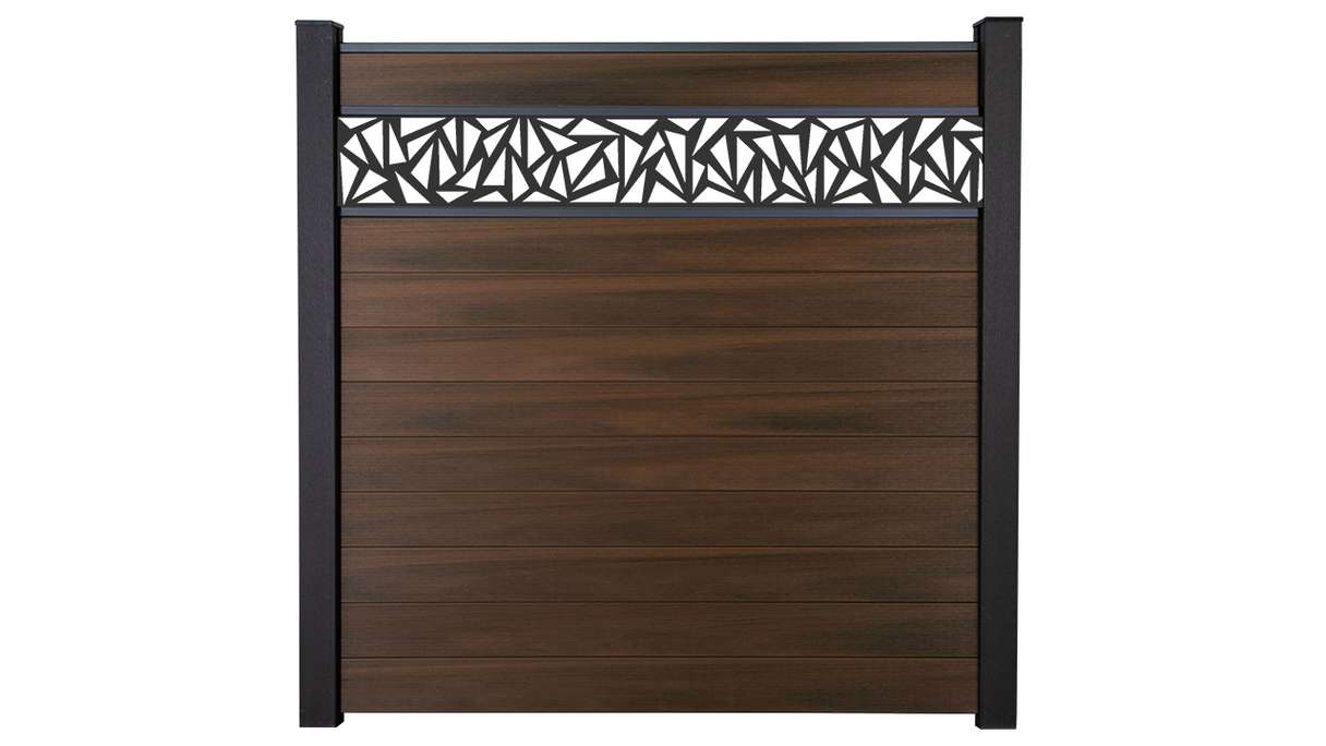 planeo Gardence Strong - BPC plug-in fence Triangle walnut co-ex 180 x 180 cm