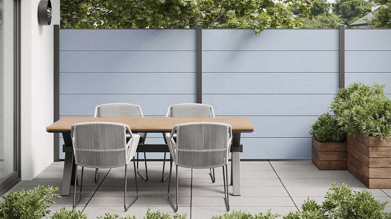 planeo Basic - PVC plug-in fence square silver grey 180 x 180 cm