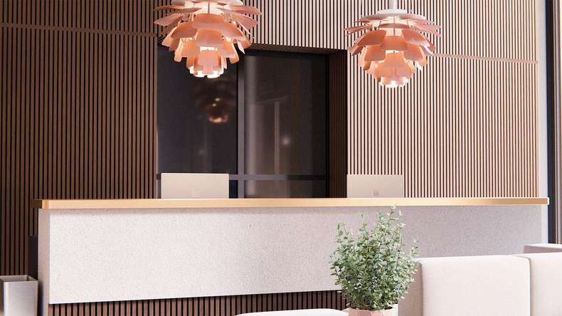 planeo acoustic panels - walnut 2480 x 600 x 21.5 mm | fire-retardant